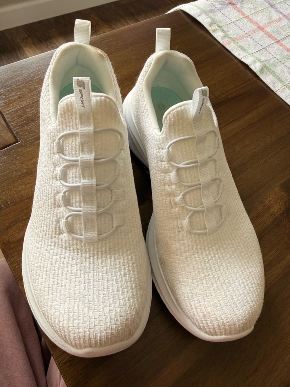 Skechers Women’s White Slip-On Knit Walking Shoes